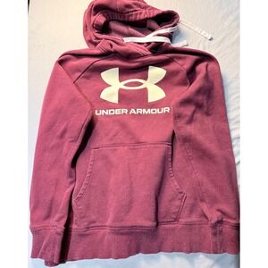 Under Armour Womens Rival Fleece Hoodie Maroon Burgundy Logo Sweatshirt Medium